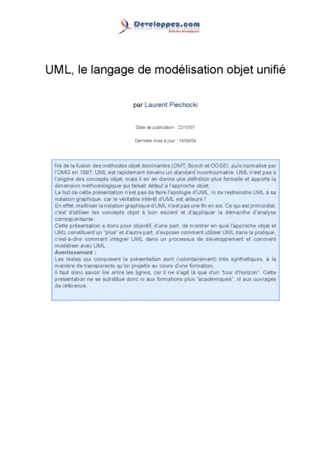UML - Maîtriser la modélisation objet unifié