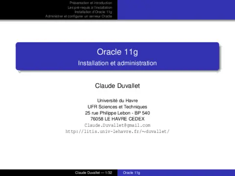 Oracle 11g - Installation et administration complète