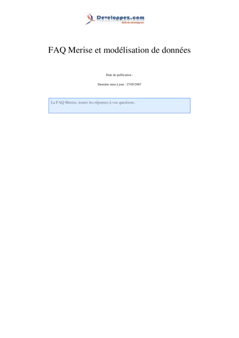 FAQ Merise - Modélisation de données expliquée