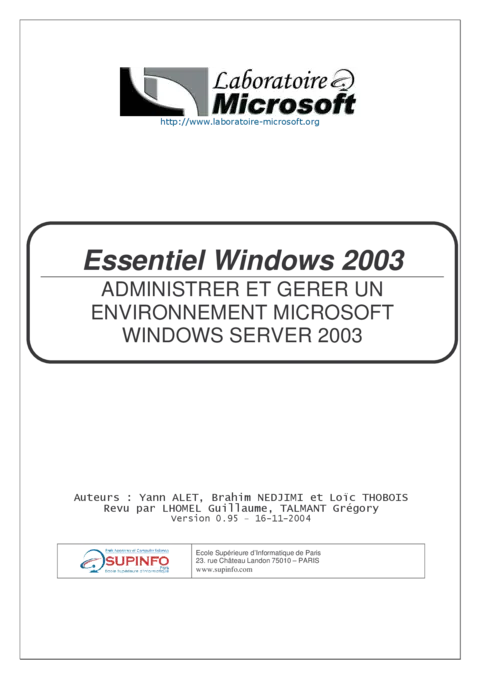 Windows 2003 - Maîtriser les bases essentielles