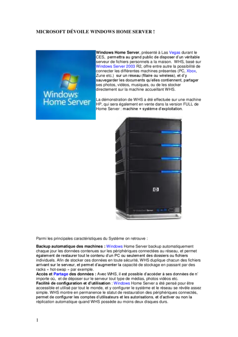 Windows Home Server - Configurer et gérer votre réseau domestique