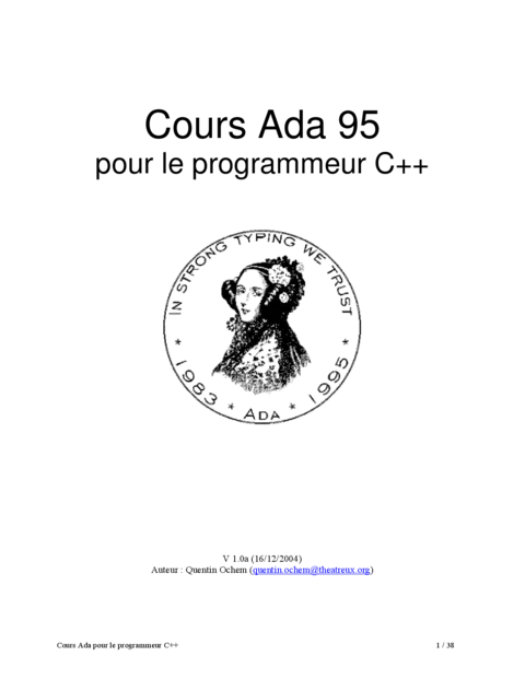 Ada 95 - Maîtriser les bases de la programmation