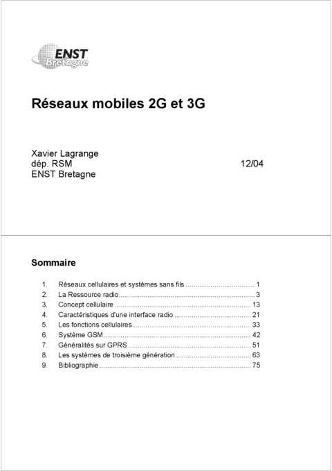 Réseaux mobiles 2G et 3G - Fondamentaux et technologies