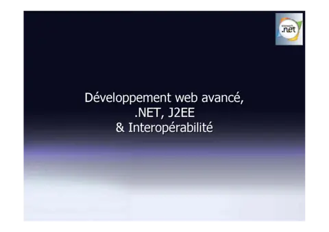 Web avancé, .NET et J2EE - Maîtriser les frameworks backend
