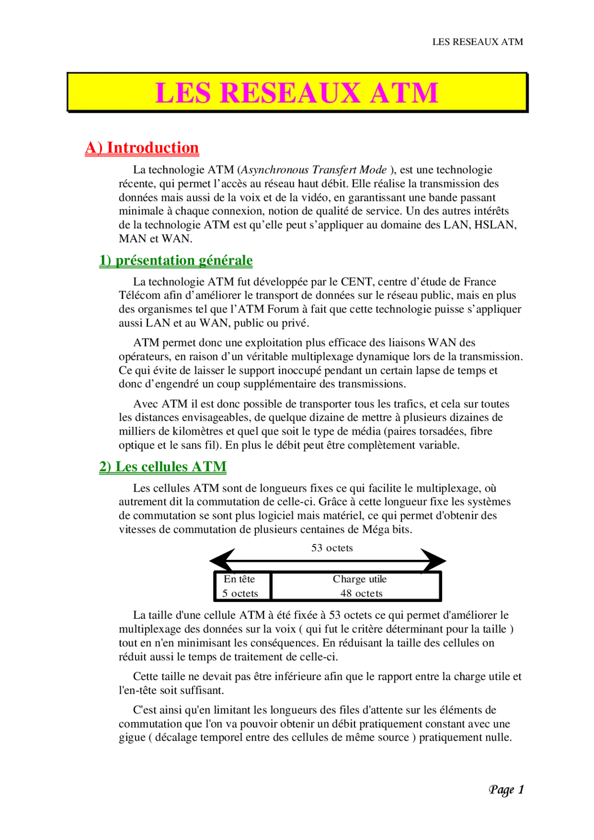 Réseaux ATM - Fondements et fonctionnement