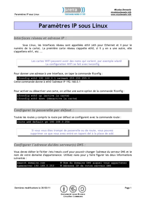 Paramètres IP sous Linux - Configuration et gestion réseau