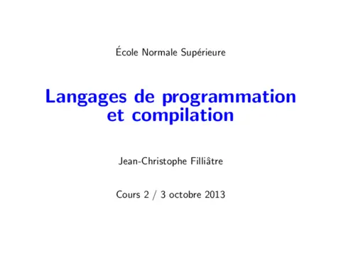 Langages de programmation - Maîtriser la compilation