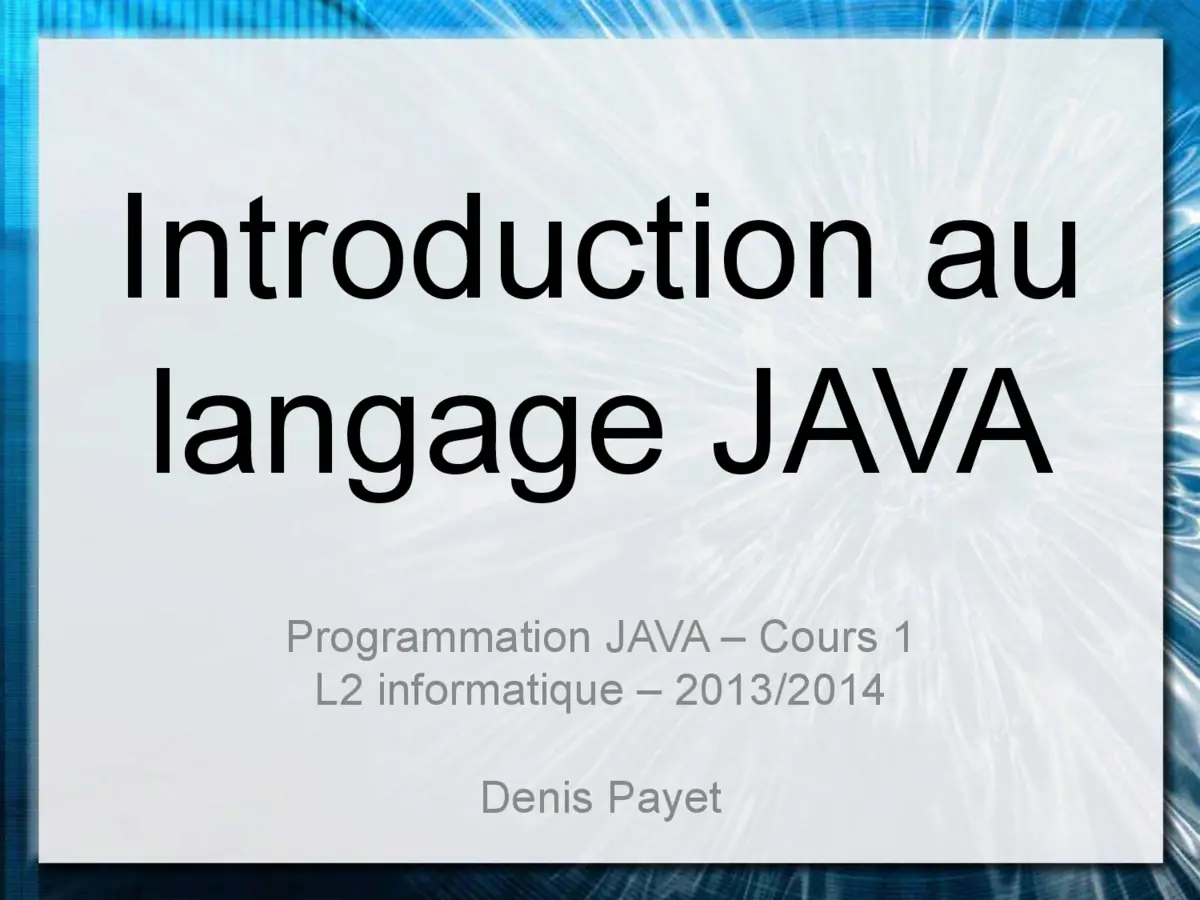 Java - Introduction au langage de programmation