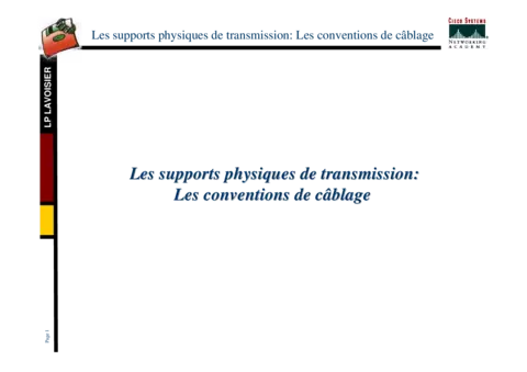 Supports physiques de transmission - Conventions de câblage