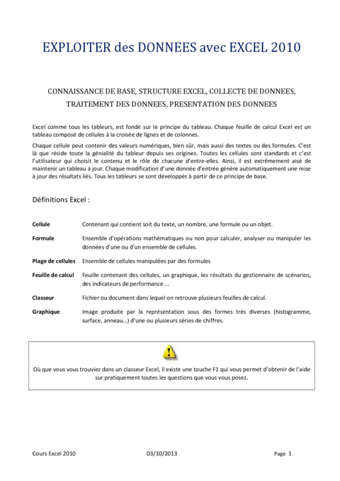 Excel 2010 - Exploiter des données efficacement
