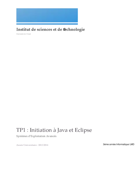 TP Java - Initiation à Eclipse et programmation