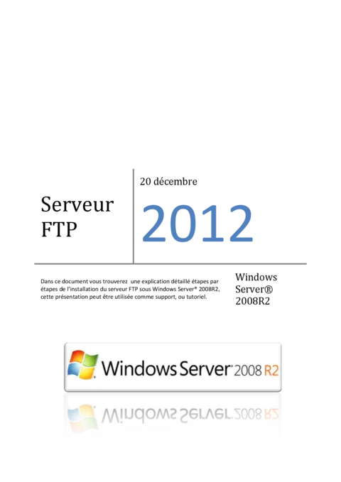 FTP Windows Server 2008 R2 - Configuration et gestion