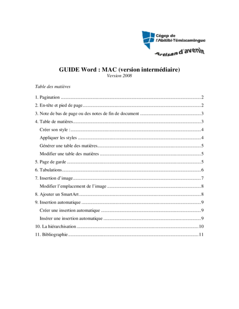 Word Mac 2008 - Maîtriser les fonctions intermédiaires