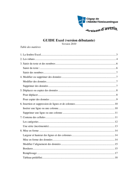 Excel 2010 - Guide débutant pour maîtriser les bases