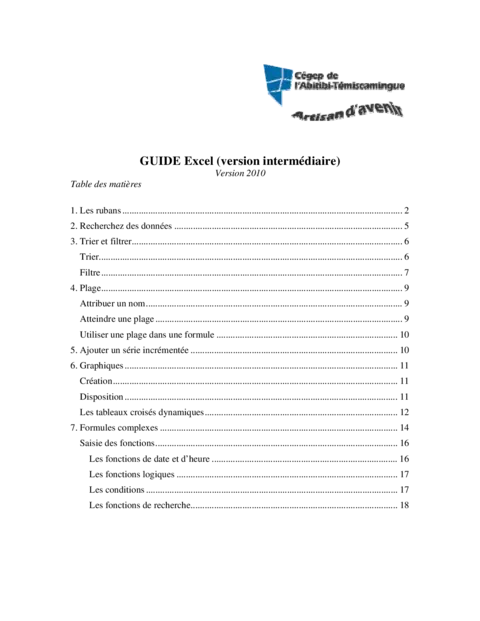 Excel 2010 - Maîtriser les fonctions intermédiaires