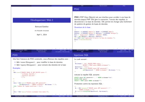 Développement Web - Maîtriser PDO pour bases de données
