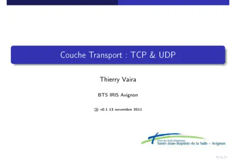 Couche Transport : TCP et UDP - Fonctionnement et différences