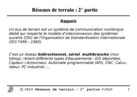 Réseaux de terrain - Maîtriser les protocoles avancés