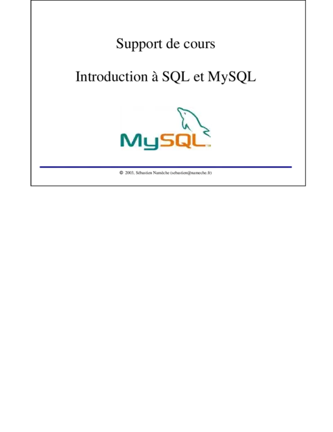 Introduction à SQL et MySQL - Bases de données relationnelles