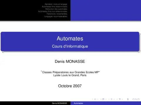 Automates - Maîtriser les bases et applications pratiques