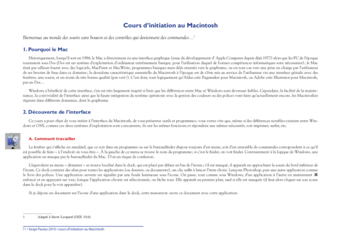 Macintosh - Cours d'initiation pour débutants