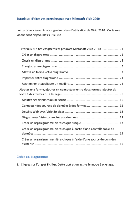 Premiers pas avec Visio 2010 - Maîtriser les bases du diagramme