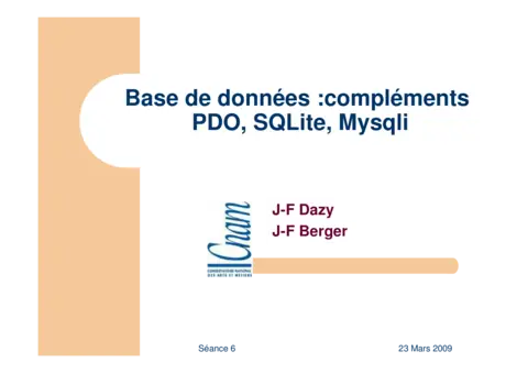 Bases de données : Maîtriser PDO, SQLite et MySQLi