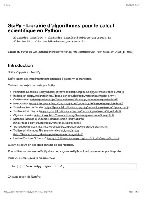 Python SciPy - Maîtriser le calcul scientifique