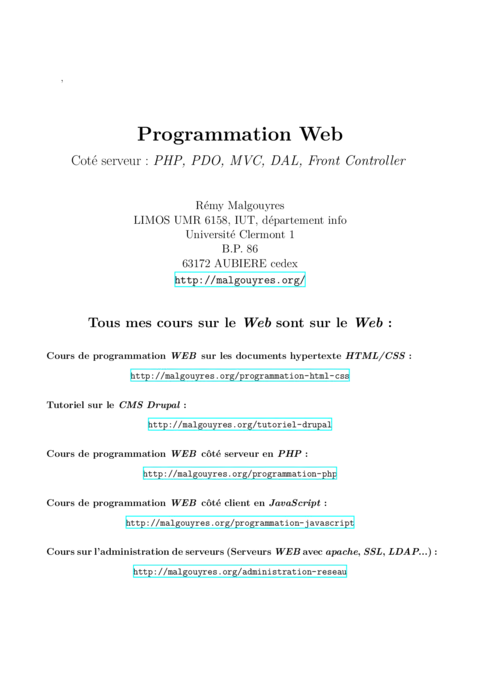 Web côté serveur - Maîtriser PHP, PDO, MVC, DAL et Controller