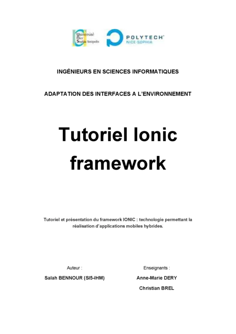 Tutoriel Ionic - Développer des apps mobiles hybrides