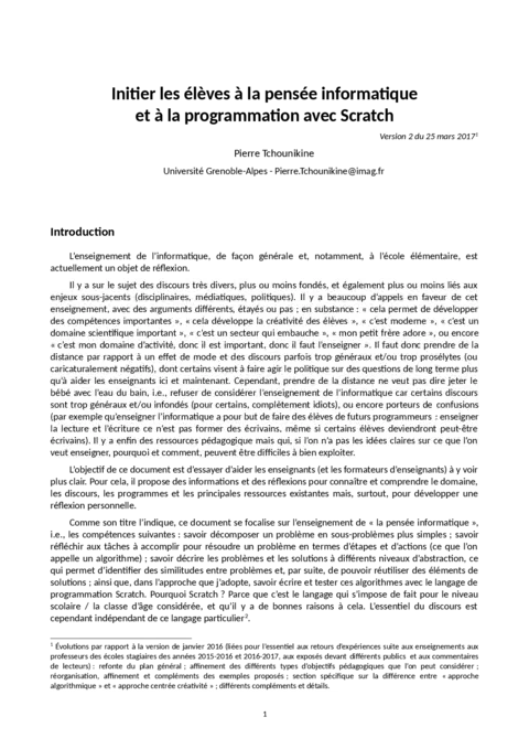 Scratch - Initier les élèves à la programmation