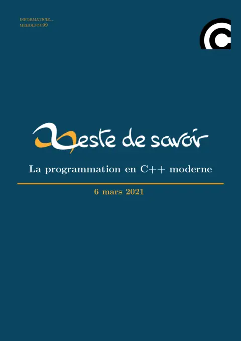Apprendre le C++ Moderne : Cours PDF Gratuit