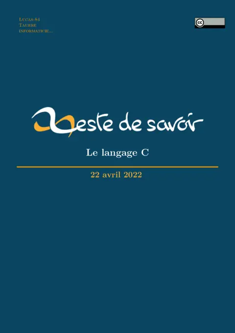 Langage C : Cours PDF Complet Gratuit à Télécharger