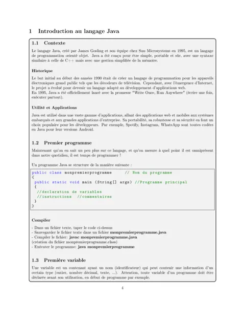 Java : Cours d'initiation PDF gratuit à télécharger