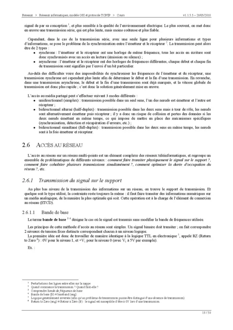 Cours Réseaux Informatiques PDF : OSI & TCP/IP