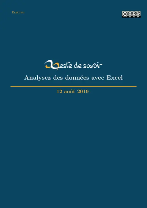 Analyse de données Excel : Cours PDF gratuit