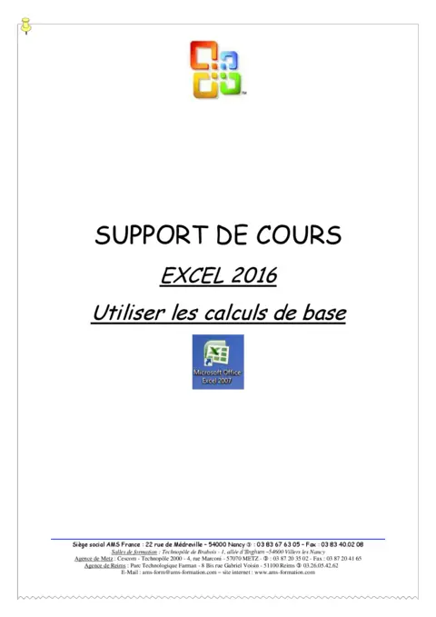 Excel 2016 : calculs de base (Cours PDF gratuit)