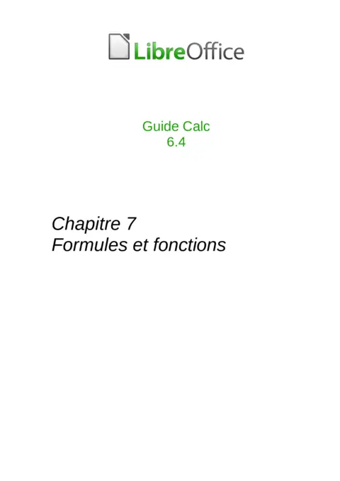 Formules et fonctions Calc : Cours PDF gratuit