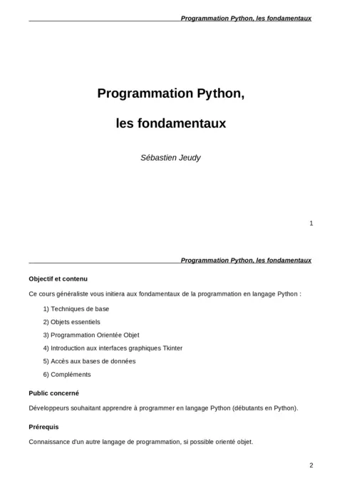 Cours Python PDF Gratuit : Niveau Intermédiaire