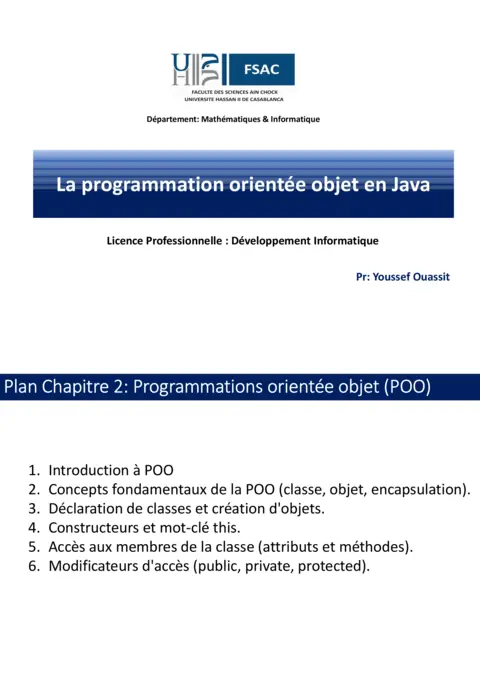 Cours POO Java PDF gratuit : Exercices corrigés