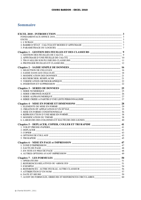 Excel 2010 - Maîtriser les bases et tableaux avancés