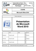 Présentation  de Microsoft  Word 2010