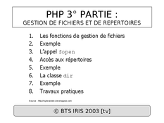 PHP : Fichiers et Répertoires