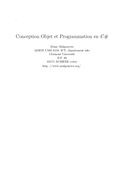Conception Objet et Programmation en C#